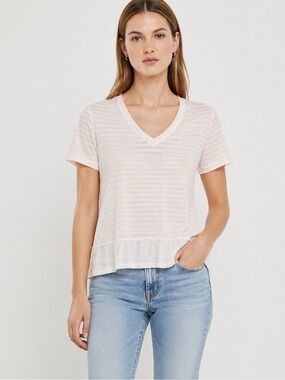 Southcott Threads Stripe V-Neck Tee Size 1 Small Made in USA